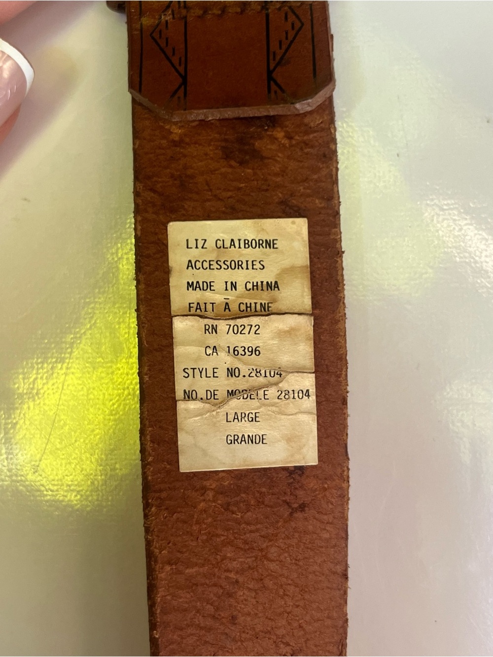 Vintage Liz Claiborne Leather Belt Southwestern Western Boho Large - Picture 7 of 8